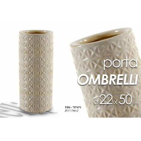 Paragüero en cerámica beige diseño cm 22 x 50 h