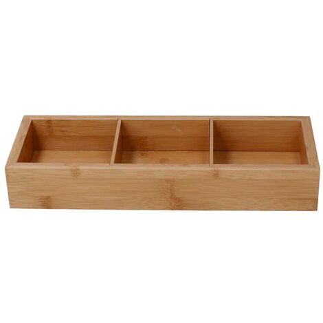 Organizador de bambú con 3 compartimentos, natural, rectangular 30,5x11x4,8 cm (1/5)