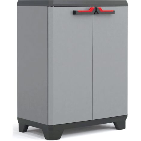 Mueble bajo Keter de resina gris con 1 balda para muebles de exterior Stilo.