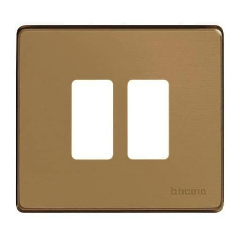 Placa De 2 Posiciones En Aluminio Color Bronce Para Caja Redonda