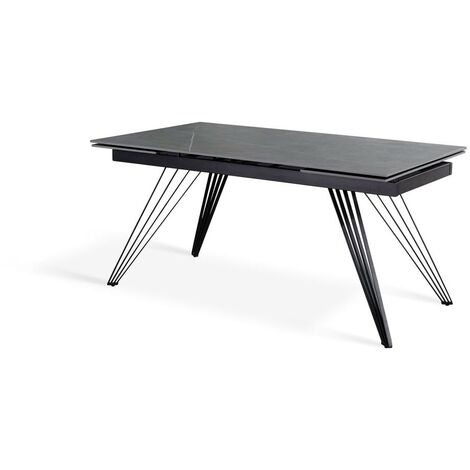 Mesa extensible gris-negro mate 90 cm x 160-240 cm H. 76 cm (1/5)