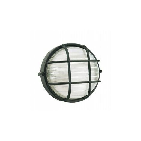 Lámpara de techo de aluminio fundido con difusor de vidrio estampado - Altura de la lámpara: 155mm - IP54 negro (1/2)