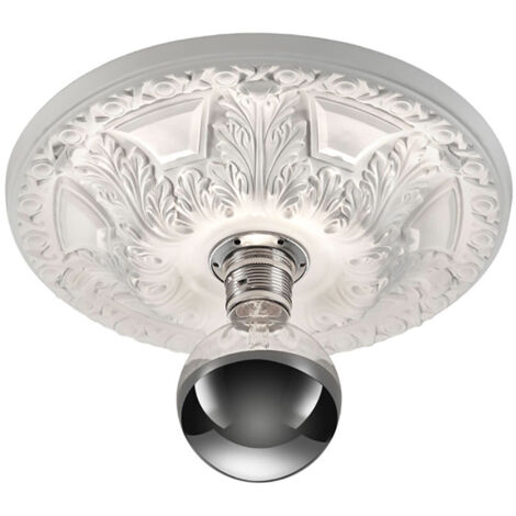 Portalámparas rosetón clásico Ø30 cm en yeso pintable – Para bombillas E27 – Fácil instalación en comedor, salón o dormitorio – Trio (1/3)