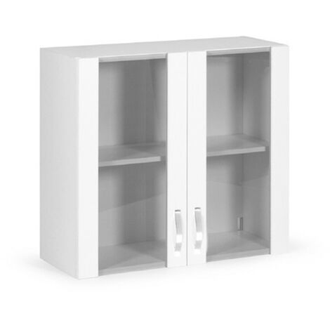 Vitrina blanca de 2 puertas en madera de melamina Al.72x80x32 cm