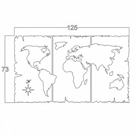 Marco decorativo de pared mapa negro 125x73 h (MT1924241)