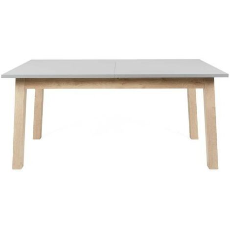 Mesa extensible moderna en roble gris 90 x 160 -240 cm (1/5)
