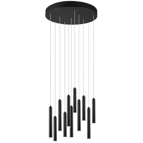 Suspensión Tubular Moderna 11 Tubos Led Negros Ø40 cm Trio Iluminación (1/5)