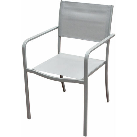 Silla Acero Con Reposabrazos 'Capalbio' Tejido Gris Tórtola