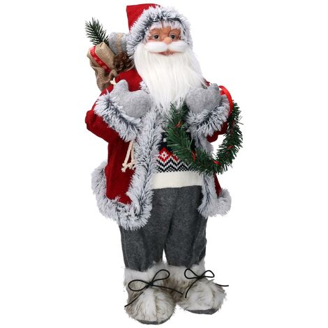 Tela Papá Noel con regalos y guirnalda gris-roja 30x17,5h65 cm (1/3)