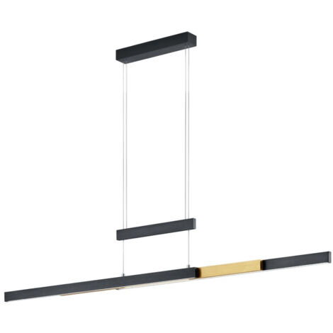 Trajan Modern Office Chandelier Doble Led Touch Dimmer Negro y latón Trio Lighting (1/5)