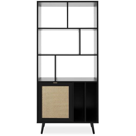 Librería Vienna20A negra con frentes efecto mimbre (1/4)