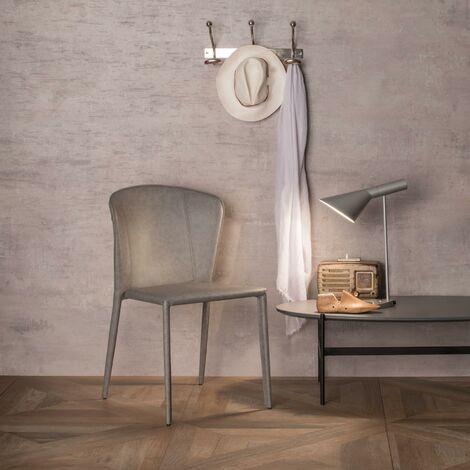 Silla de similcuero con asiento gris claro 49x56x82h cm (1/5)