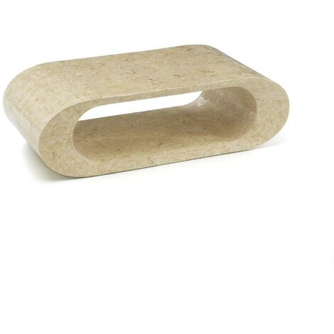 Mesa de centro moderna beige de piedra 120 x 62 x h 35 cm (1/5)