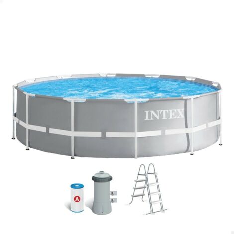 Intex – Piscina desmontable tubular gris 3,66x0,99 m – Estructura de acero y PVC – Capacidad 8592 litros – Instalación rápida en 30 minutos (1/5)