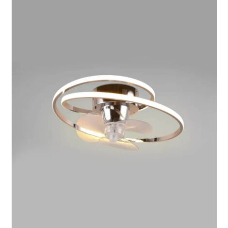 Lámpara de techo LED cromada con ventilador ø50 cm con mando a distancia (1/5)