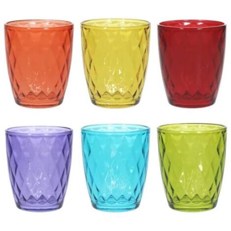 Set de 6 vasos de agua multicolor línea Jenny 320 ml - Tognana