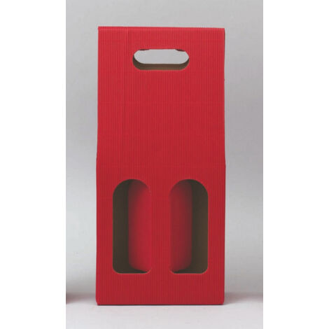 Caja P/2 Botellas Cm.18,5X9,5X40H Cartón Corrugado Rojo Decoración Navideña