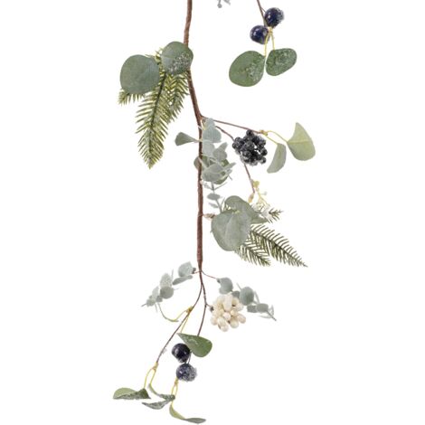 Guirnalda de frutos verdes con hielo Alt. 120 cm