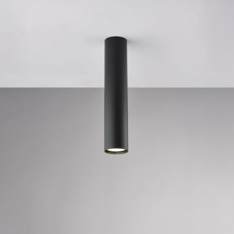 Plafoniera in ferro laccato nero GU10 1 luce H.30 - Ø8