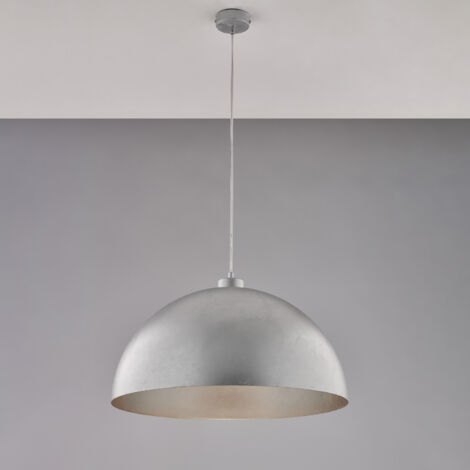 Sospensione diametro 50 in ferro laccato bianco con decorazione argento antico con cavo elettrico regolabile 1 luce H.30 - MAX 130 - Ø50