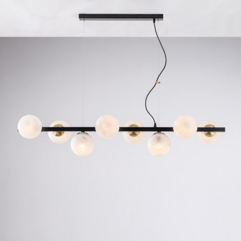 Sospensione in ferro laccato nero e bronzato 8 luci H.30 - MAX 160 - L.121 x 30