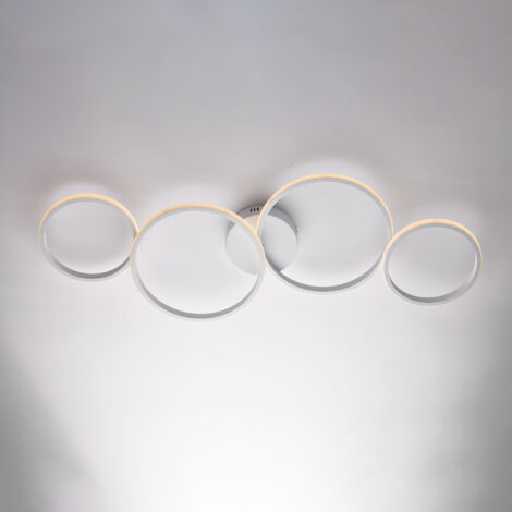 Plafoniera in metallo e alluminio laccato bianco con led integrato CCT + telecomando H.8 - L. 100 X 34