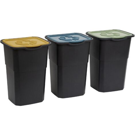 Set de 3 contenedores eco para reciclaje 32x25x38 cm