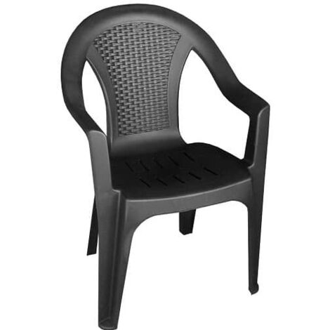 PROGARDEN sillon resina kora antracita , Sillón Kora antracitaRespaldo de imitación ratánApilableApto para uso exsterioresPreparado para la interperieGran calid
