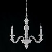 Lámpara de araña de madera blanca shabby tres luces 43x h57 cm