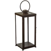 Farol cuadrado de metal gris tórtola cm30x30h73/95