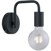 Aplique Brazo Metal Portalámparas E27 Negro Diallo Trio Lighting