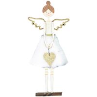 Ángel de madera con corazón de oro cm17x5h37