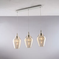 Binario in ferro con vetri ambra pyrex 3 luci H.41 - MAX 141 - L.75 X 10