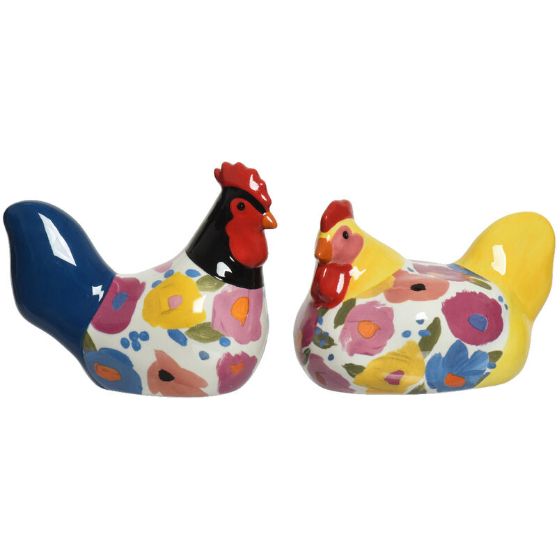 Handgefertigtes und glasiertes Dolomitenhuhn mit Blumendruck