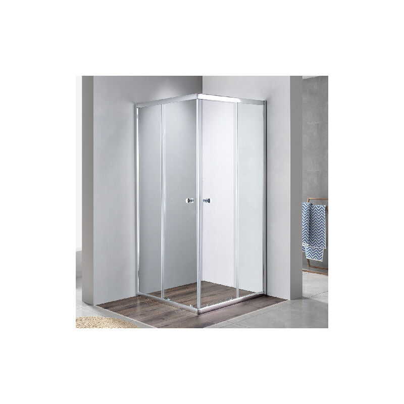 2-seitige Eckduschabtrennung Mit PVC-Faltenbalg – Weiß, Höhenverstellbar 185 Cm, Flexibel Montierbar