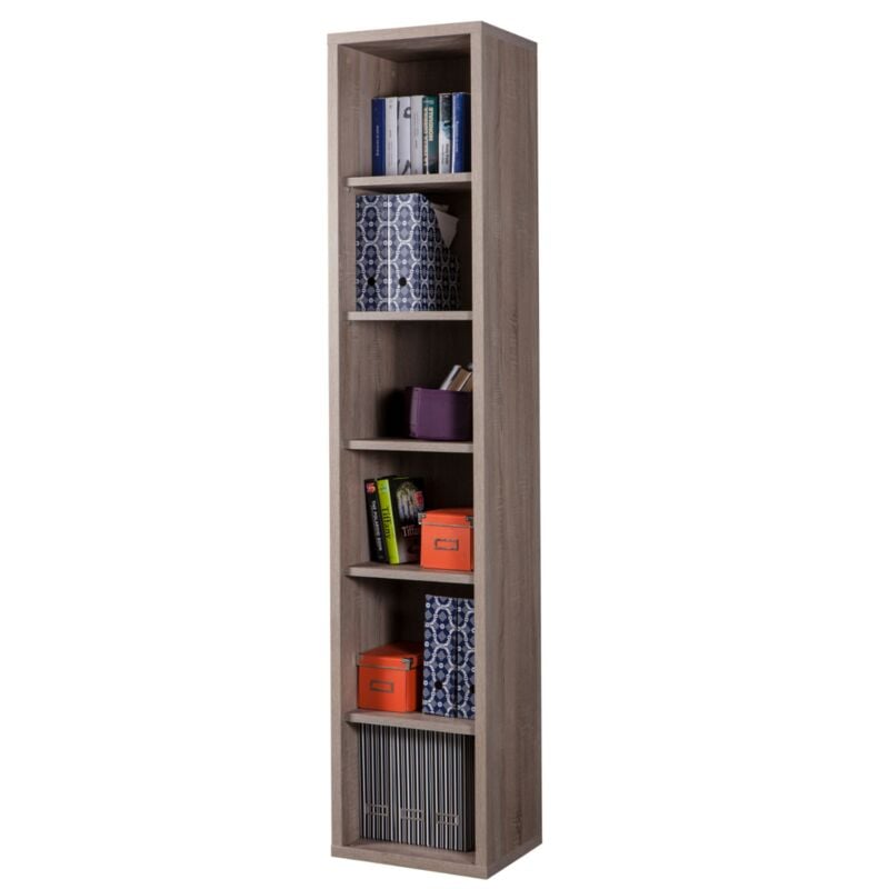 Bücherregal mit 5 Regalen in Eichenfarbe Cm. 36 x 44 x H.217