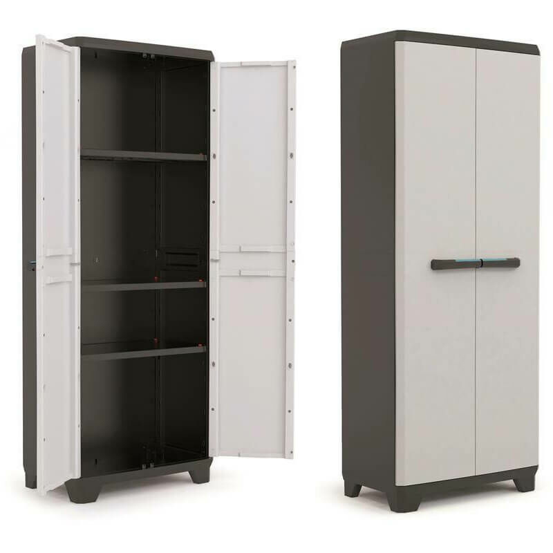 Aufbewahrungsschrank Aus Metall Mit Netztüren, 80x40x100 Cm – Stahlvitrine Mit 2 Verstellbaren Regalen, Für Garage, Büro, Haushalt (Pfauenblau)