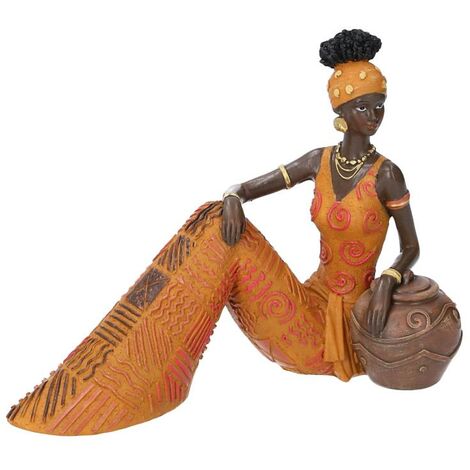 Afrikanische Frau Keramikstatue sitzend cm21x10,5h16,5 (1/5)
