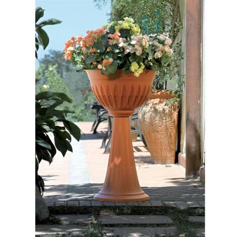 Bama Säule Alba Flowers cm. 43x74,5h beleuchtet. 20 Pflanzgefäße aus Terrakotta-Kunststoff 31904