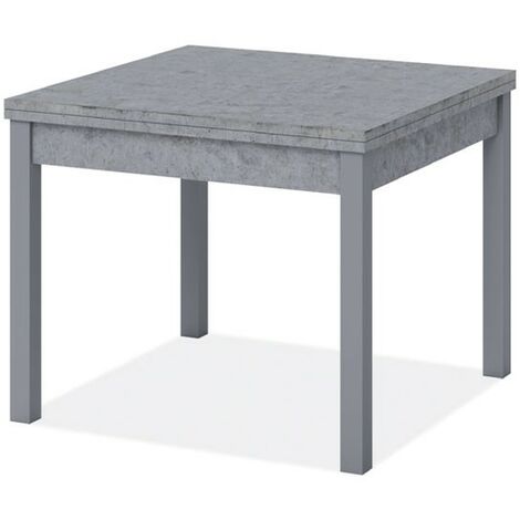 Betongrauer Esstisch mit Buchöffnung aus Melaminholz cm 90x90 - 180