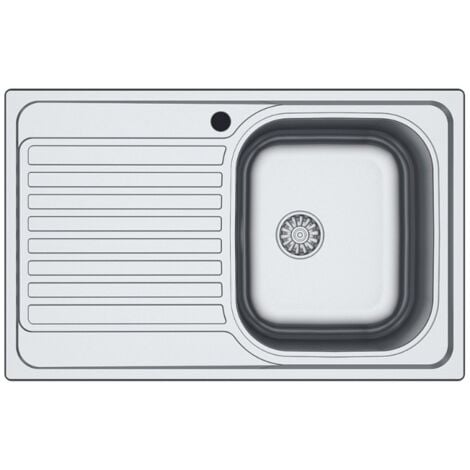 Edelstahl Spülbecken 80x50cm Mit Abtropffläche - Küchenspüle In Leinen-Optik