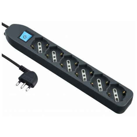 Mehrfachsteckdose 6 Bypass-/Schuko-Steckdosen + schwarzer Schalter Abbildung 4