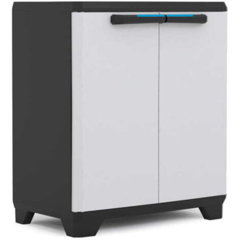 Niedriger linearer Kleiderschrank mit 1 Regal 90x68x39 cm Schwarz/Grau
