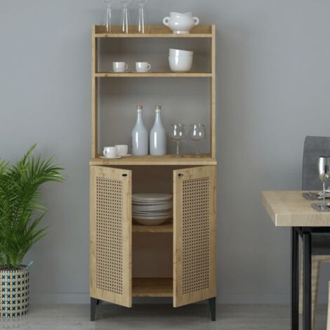 Zanne hohes Sideboard mit 2 Eichentüren und offenen Fächern (1/5)