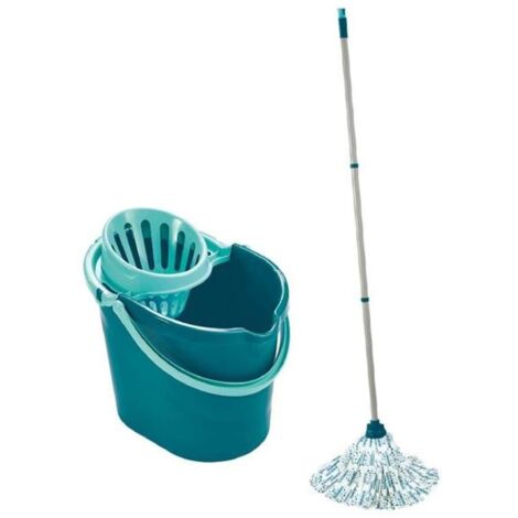 LEIFHEIT Kit de nettoyage sol Classic Mop 56792 Leifheit ensemble de nettoyage balai a franges viscose tres absorbantes seau pan