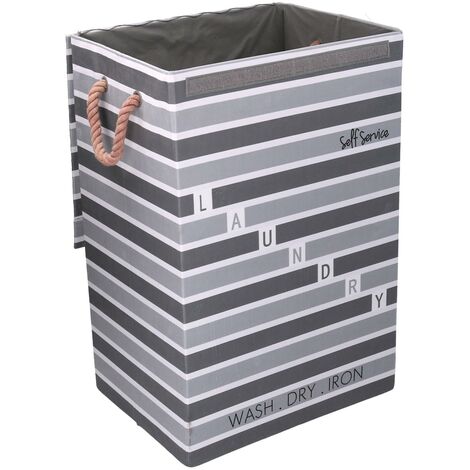 Wäschekorb Mit Deckel XL - Rattanoptik Anthrazit Mit 2 Griffen