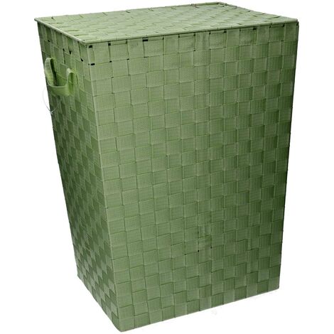 Rechteckiger Korb aus hellgrün gefüttertem Polyester cm40x30h53 (1/5)