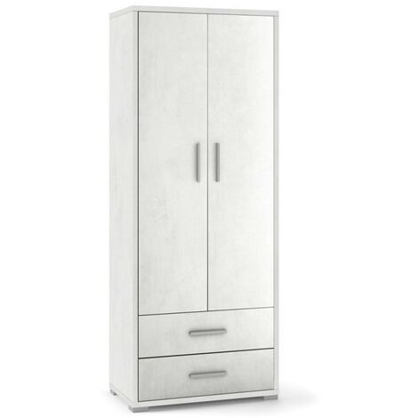 Mehrzweckschrank mit zwei Türen und zwei Schubladen in Ossido White 71x41x H182 cm