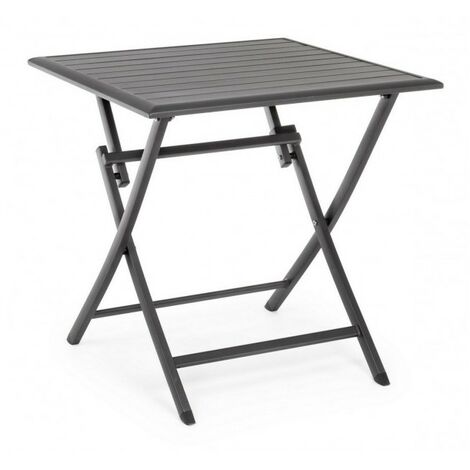 Klappbarer Outdoor-Tisch aus anthrazitfarbenem Aluminium ELIN 70x70x h71 cm