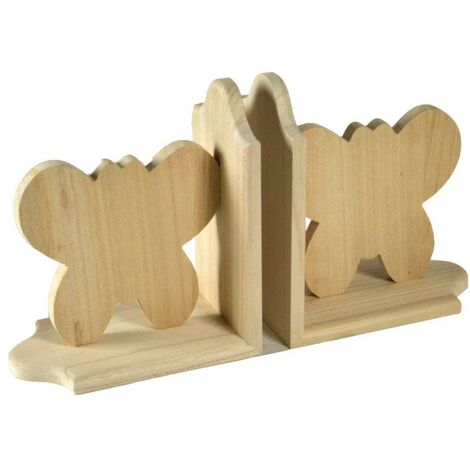 Paar Buchstützen aus Holz mit Schmetterlingcm19x17x19
